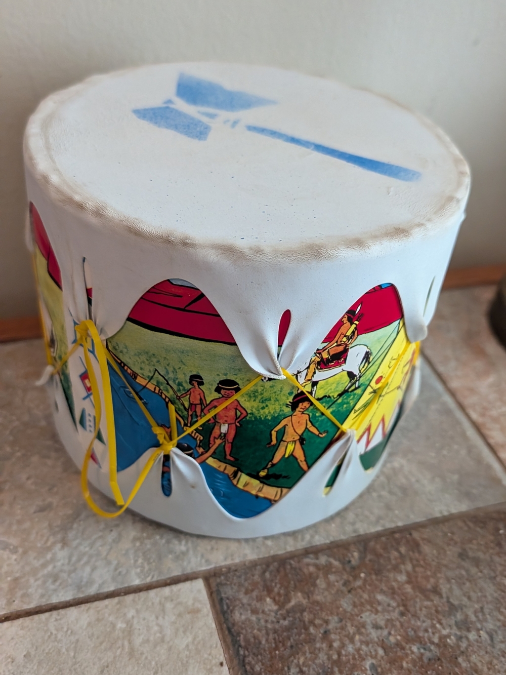 Vintage Native American Tom-tom Children's Toy Drum Lithograph